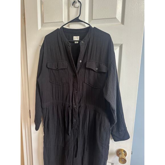 Aritzia Wilfred Orne Jumpsuit Sz M Black Gauze Cotton Great! - Picture 3 of 7